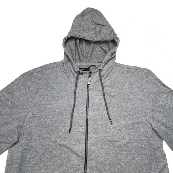 Alfani Mendoza Oxford Heather Grey Full Zip Hooded Mens Sweatshirt Size Large - Picture 4 of 12